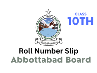 BISE Abbottabad Board 10th Class Roll Number Slip 2023