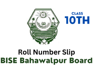 BISE Bahawalpur Board 10th Class Roll Number Slip 2023