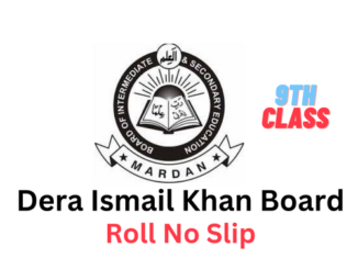 BISE Dera Ismail Khan Board 9th Class Roll Number Slip 2023