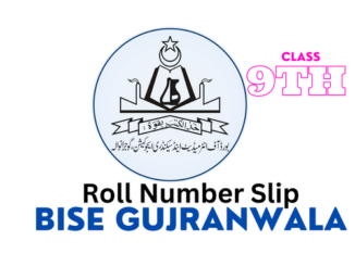 Roll Number Slip 9th Class BISE Gujranwala Board 2023