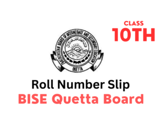BISE Quetta Board 10th Class Roll Number Slip 2023