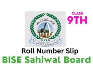 BISE Sahiwal Board 9th Class Roll Number Slip 2023