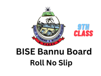 Bannu Board Roll Number Slip 9th Class 2023