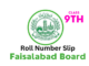Roll Number Slip 9th Class BISE Faisalabad Board 2023