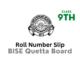 Roll Number Slip BISE Quetta Board 9th Class 2023