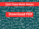 11th Class Mathematics Solution Notes Download in PDF