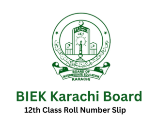 BIEK Karachi Board 12th Class Roll No Slip 2023