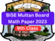 BISE Multan Board 9th Class Math paper 2023