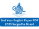 2nd Year English Paper 2023 Sargodha Board