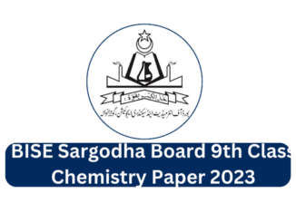 BISE Sargodha Board 9th Class Chemistry Paper 2023