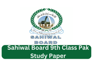 Sahiwal Board 9th Class Pak Study Paper