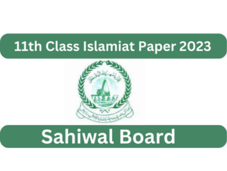 11th Class Islamiat Paper 2023 Sahiwal Board