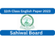 1st Year English Paper 2023 BISE Sahiwal Board