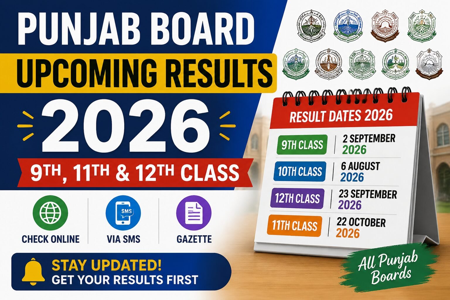 Punjab Board Upcoming Results 2026 – 9th, 11th & 12th Class Dates